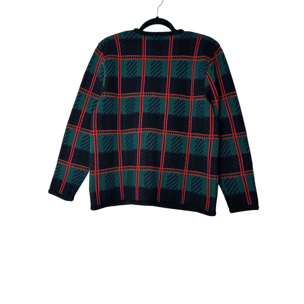 Crystal-Kobe Cardigan Sweater Women Medium Plaid Pockets Academia Career Y2K - Picture 2 of 7
